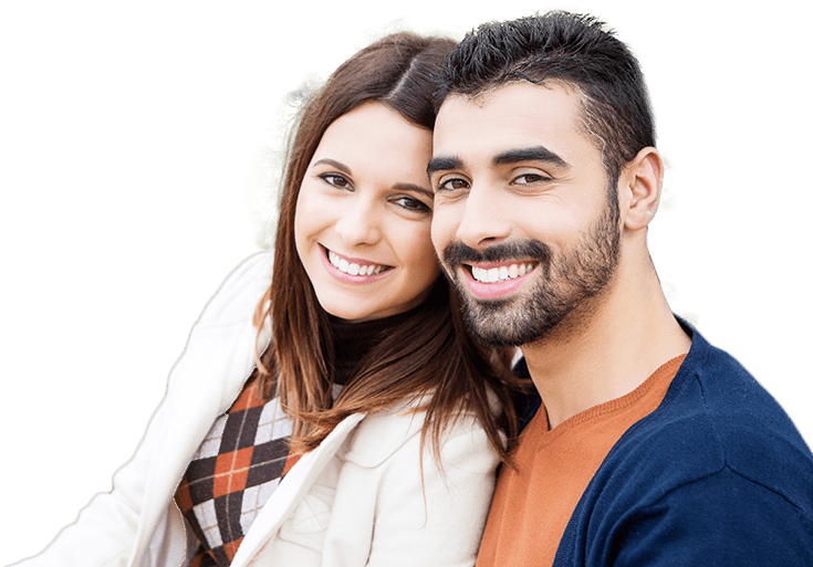 Smiling young couple outdoors